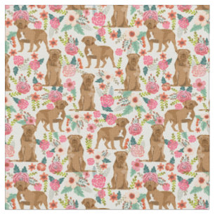 Dogue de bordeaux french mastiff florals fabric