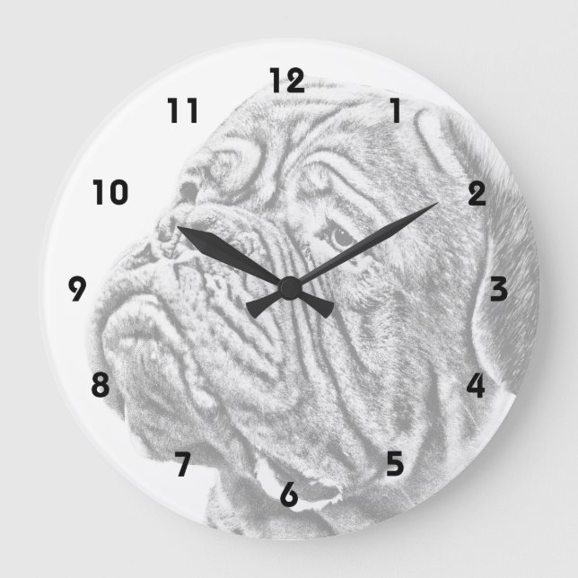 Dogue De Bordeaux - French Mastiff Large Clock (Front)