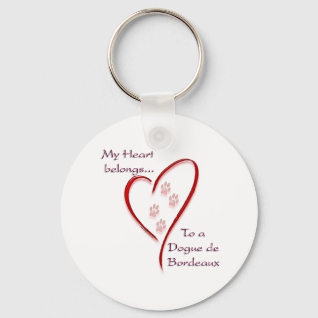Dogue de Bordeaux Heart Belongs Key Ring (Front)