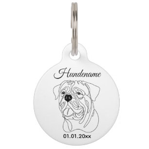 Dogue de Bordeaux Line Art Personalized Tag