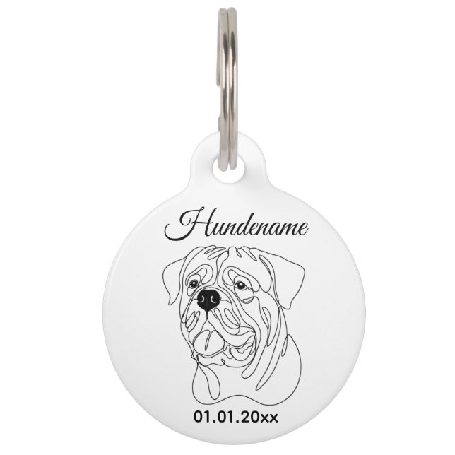 Dogue de Bordeaux Line Art Personalized Tag (Front)