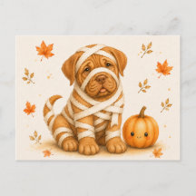 Dogue de Bordeaux Mummy Halloween Postcard