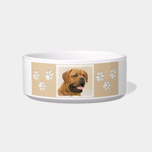 Dogue de Bordeaux Painting - Cute Original Dog Art Bowl