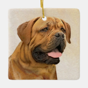 Dogue de Bordeaux Painting - Cute Original Dog Art Ceramic Ornament