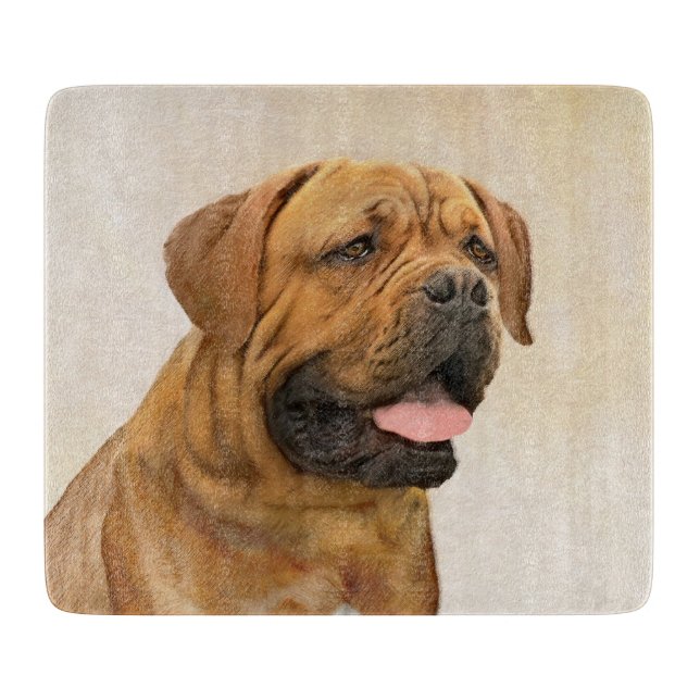 Dogue de Bordeaux Painting - Cute Original Dog Art Cutting Board (Front)