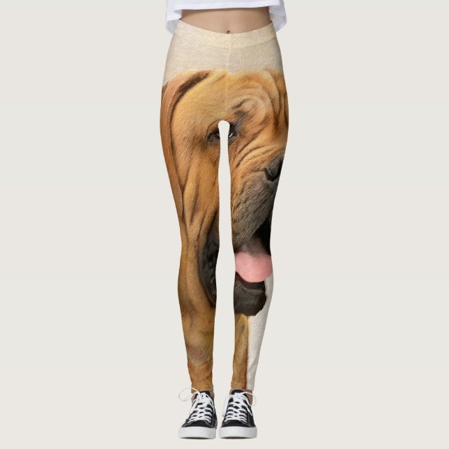 Dogue de Bordeaux Painting - Cute Original Dog Art Leggings (Front)