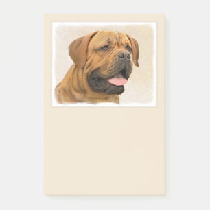 Dogue de Bordeaux Painting - Cute Original Dog Art Post-it Notes