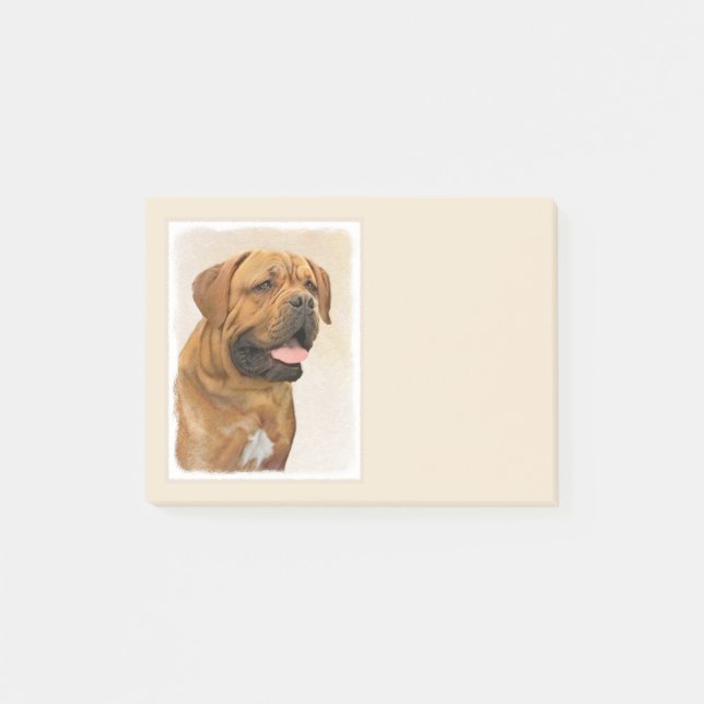 Dogue de Bordeaux Painting - Cute Original Dog Art Post-it Notes (Front)