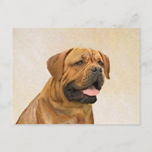 Dogue de Bordeaux Painting - Cute Original Dog Art Postcard
