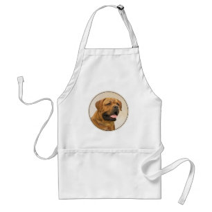 Dogue de Bordeaux Painting - Cute Original Dog Art Standard Apron