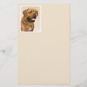 Dogue de Bordeaux Painting - Cute Original Dog Art Stationery