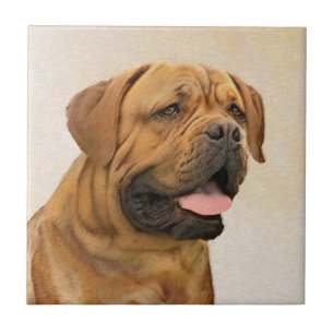 Dogue de Bordeaux Painting - Cute Original Dog Art Tile