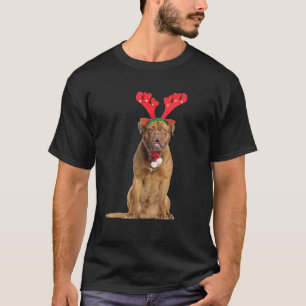 Dogue de Bordeaux Reindeer Christmas Dog Funny T-Shirt