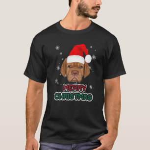 Dogue De Bordeaux Santa Hat Merry Christmas Funny  T-Shirt