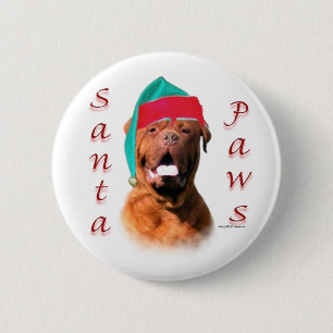 Dogue de Bordeaux Santa Paws 6 Cm Round Badge