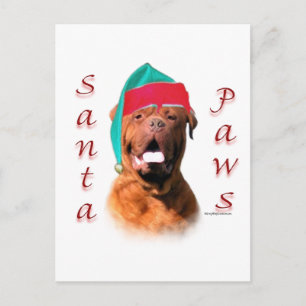 Dogue de Bordeaux Santa Paws Holiday Postcard