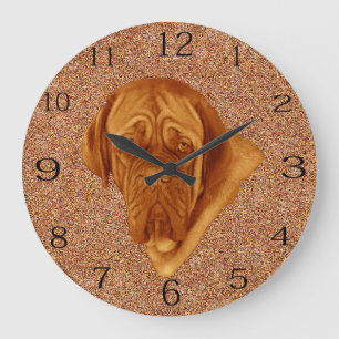 Dogue De Bordeaux Sooky Face Dog,  Large Clock
