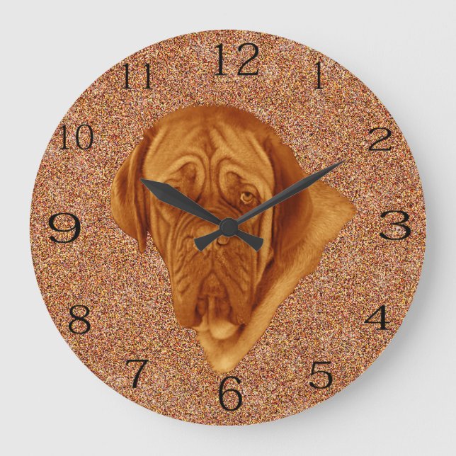 Dogue De Bordeaux Sooky Face Dog,  Large Clock (Front)