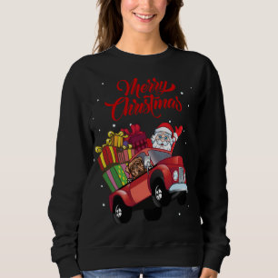 Dogue de Bordeaux With Santa Claus In Red Truck Do Sweatshirt
