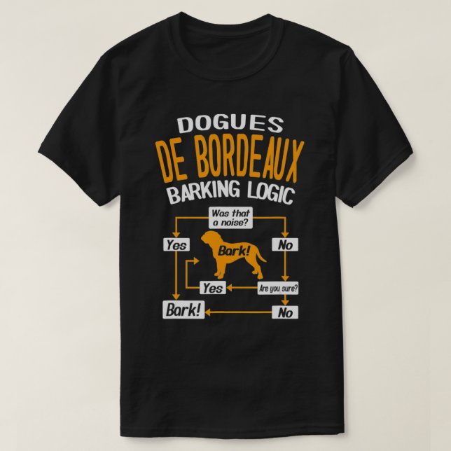 Dogues de Bordeau Barking Logic Funny Dog Lover  T-Shirt (Design Front)