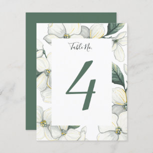 Dogwood Bloom Wedding Table Number Card