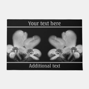 Dogwood Blossoms In Black And White Personalised Doormat