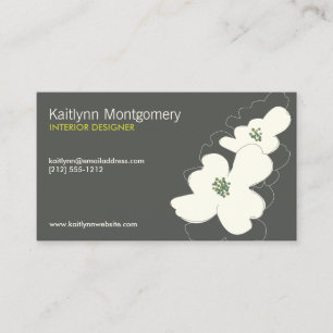 DOGWOOD BLOSSOMS IVORY/GRAY BUSINESS CARD