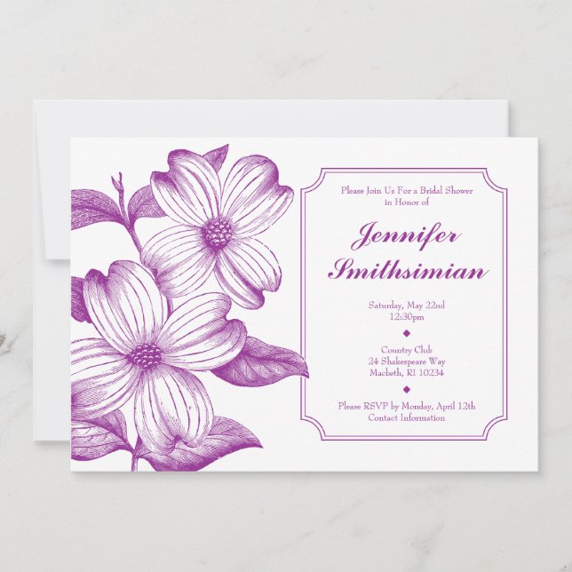 Dogwood Bridal Shower Invitation (Front)