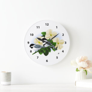 Dogwood Flower and Chickadee Wall Clocks
