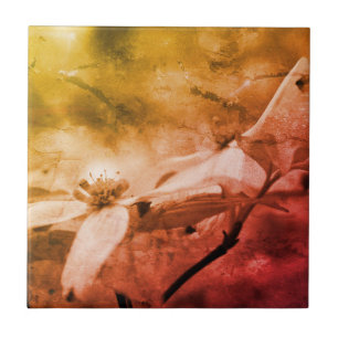 Dogwood Flower Black And White Vintage Tile