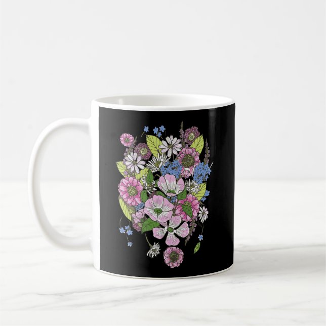 Dogwood Flower Botanical Stems Bouquet Coffee Mug (Left)
