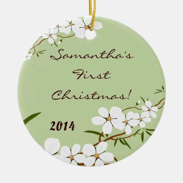 Dogwood Flower Floral Personalized Name Ornament (Front)
