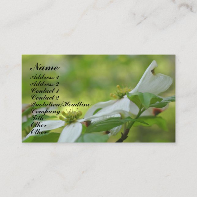Dogwood Flower Photography Business Card (Front)
