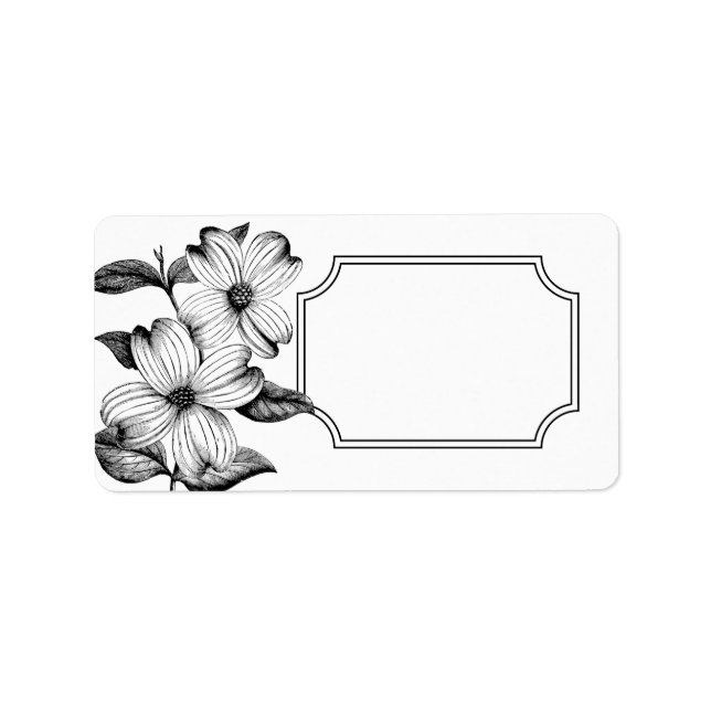 Dogwood Flowers Address Label in B&W - No Text (Front)