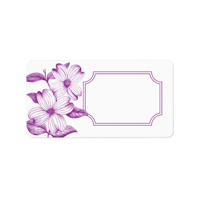 Dogwood Flowers Address Label in Plum - No Text (Front)