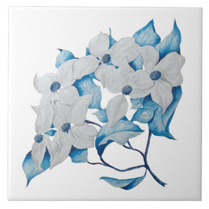 Dogwood Flowers on a Ceramic Tile
