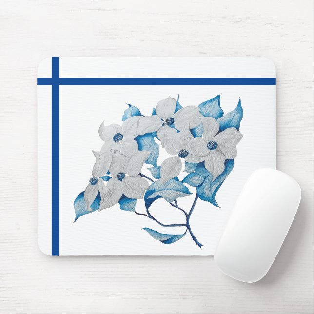 Dogwood Flowers on a Mouse Pad (With Mouse)