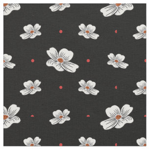 Dogwood Flowers on black Fabric