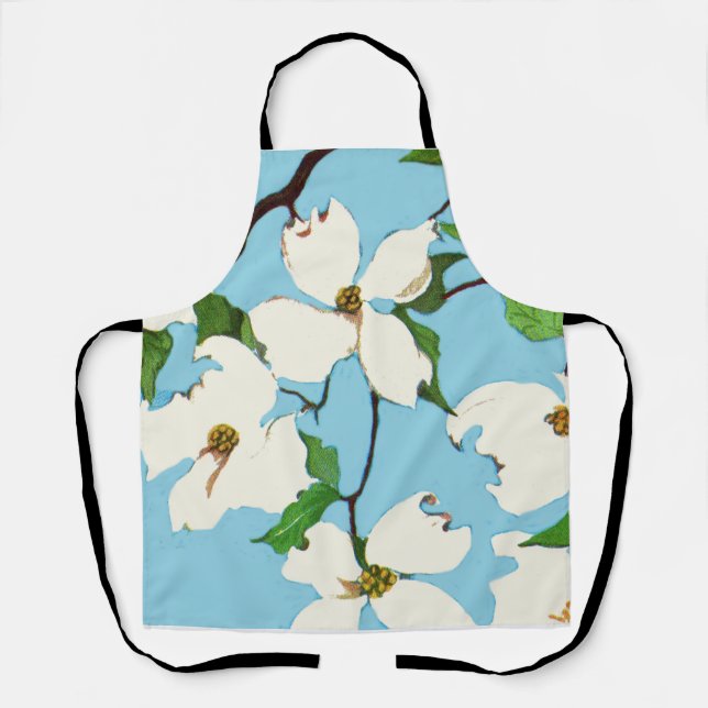 dogwood flowers print apron (Front)