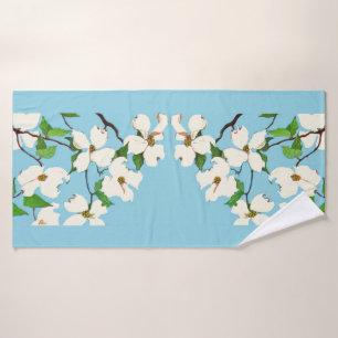 dogwood flowers print bath towel set
