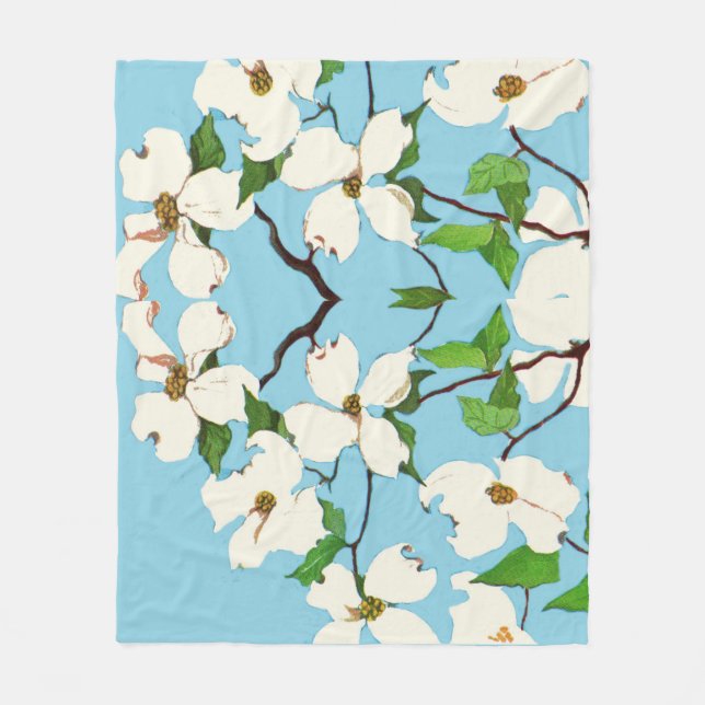 dogwood flowers print fleece blanket (Front)