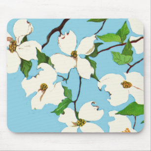 dogwood flowers print mouse mat