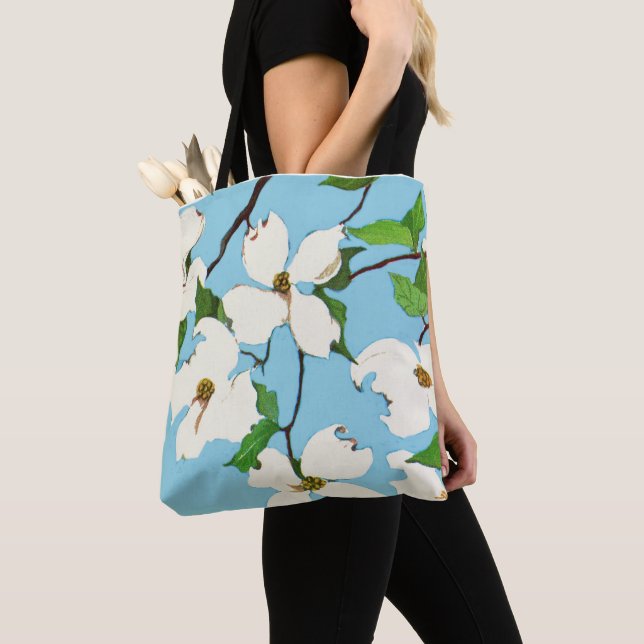dogwood flowers print tote bag (Close Up)