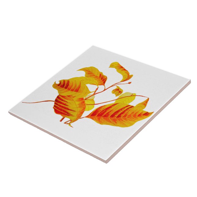 Dogwood Leaves on Ceramic Tile (Side)