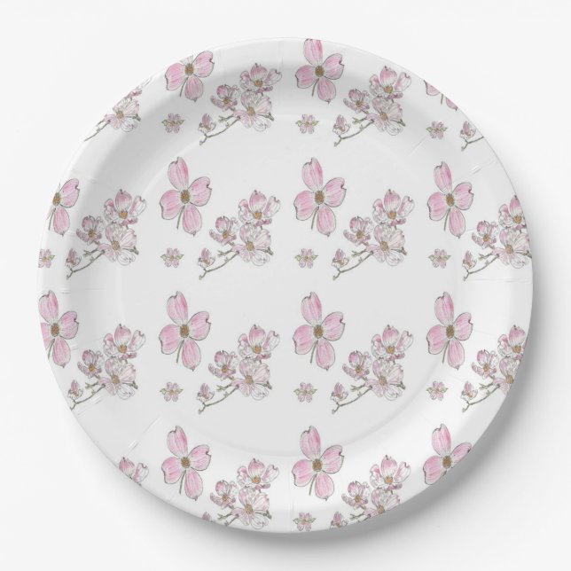 Dogwood Pattern on Paper Plates (Front)