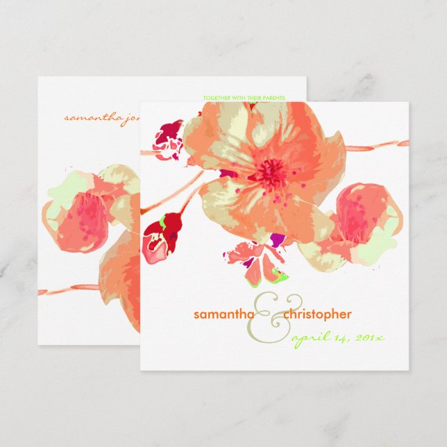 Dogwood/pink/peach/wedding Invitations (Front/Back)