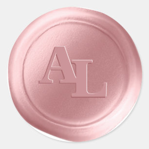 Dogwood Pink Wax Seal Monogram Wedding Stickers