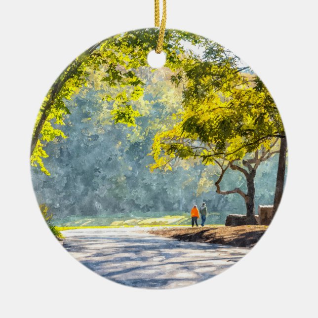 Dogwood Stroll Painterly Ceramic Tree Decoration (Front)