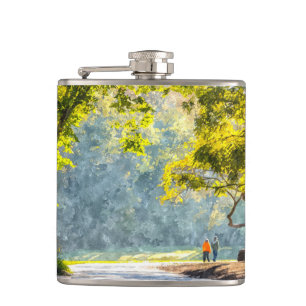 Dogwood Stroll Painterly Hip Flask