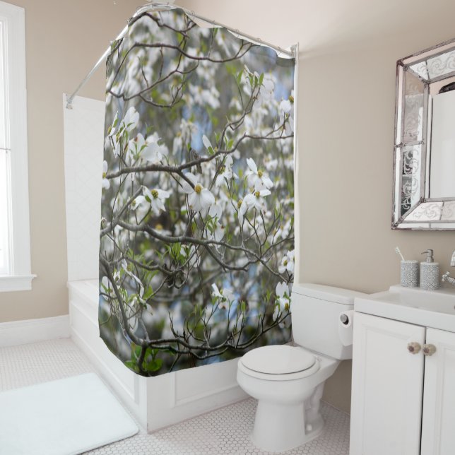 Dogwood Tree White Flower Blossoms Shower Curtain (In Situ)